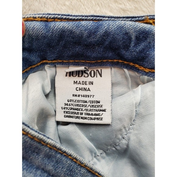 Hudson Jeans Girls 14 Blue Denim Cotton Pockets Flat Front Skinny Leg Distressed - Picture 10 of 11